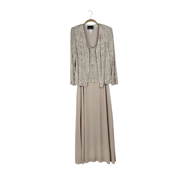 Alex Evenings NWT Beige Sparkle Jacket Dress Formal Mother Bride Groom Size 8 Alex Evenings NWT Beige Sparkle Jacket Dress Formal Mother Bride Groom Size 8